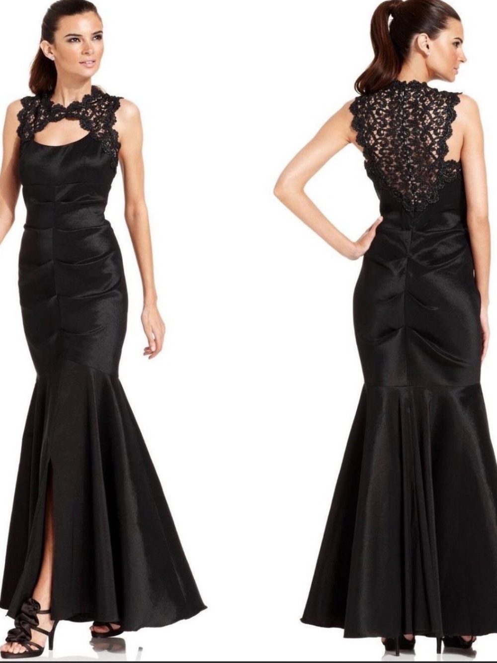 Xscape Black Lace-Accent Mermaid Maxi Dress - Picture 2 of 10